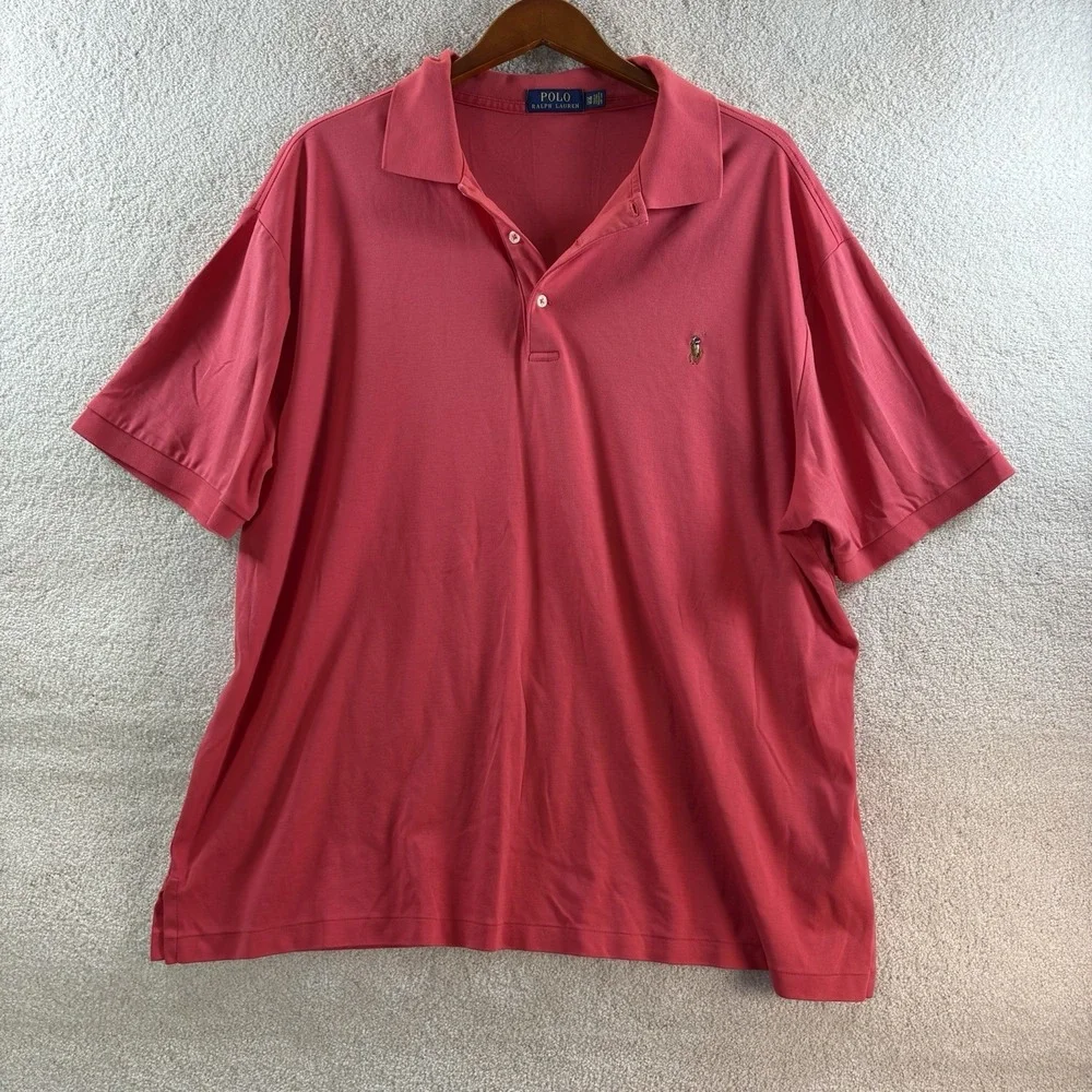 Polo Ralph Lauren Men's Size 2XB Rose Red Pima Soft Cotton Polo Shirt Flesh Pony